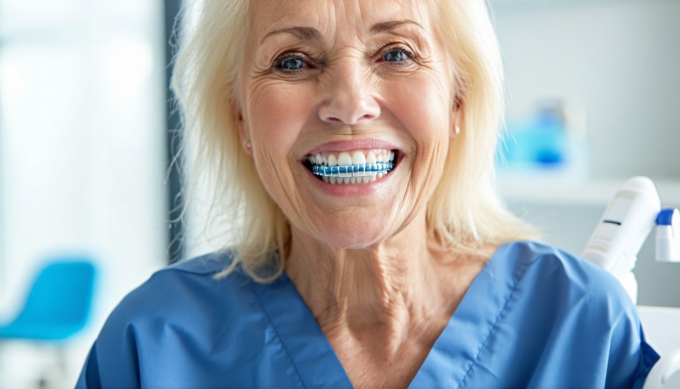 Happy patient with new dentures